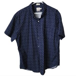 J.CREW Short-sleeve Secret Wash cotton poplin shirt navy XL‎